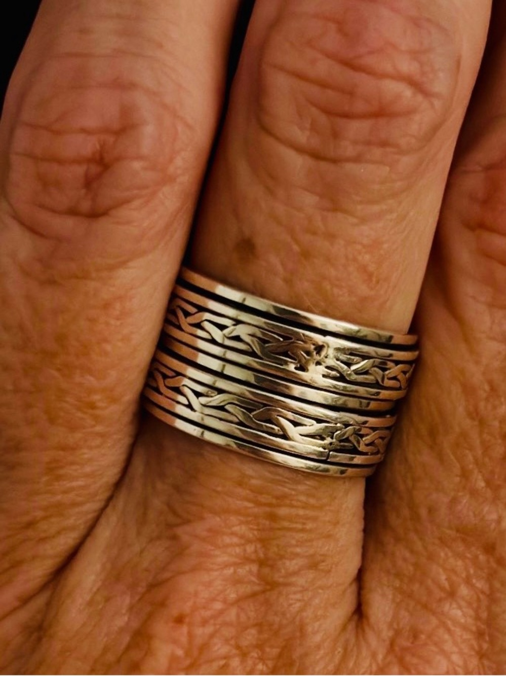 925 Sterling Silver Double Spinner Fidget Ring Celtic Weave Braided Pattern Sz 9